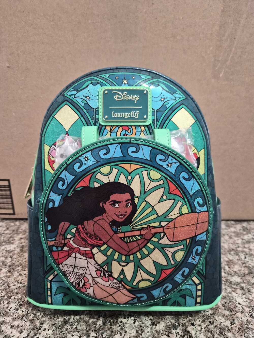Loungefly Teal & Aqua Moana Stainglass Mini Backpack